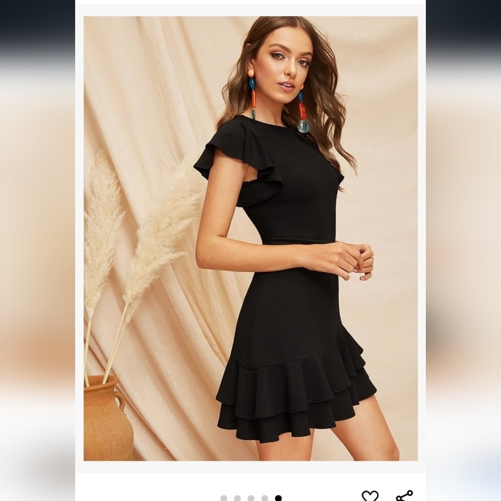 Chic Black Ruffle Dress - Picture 1 of 4